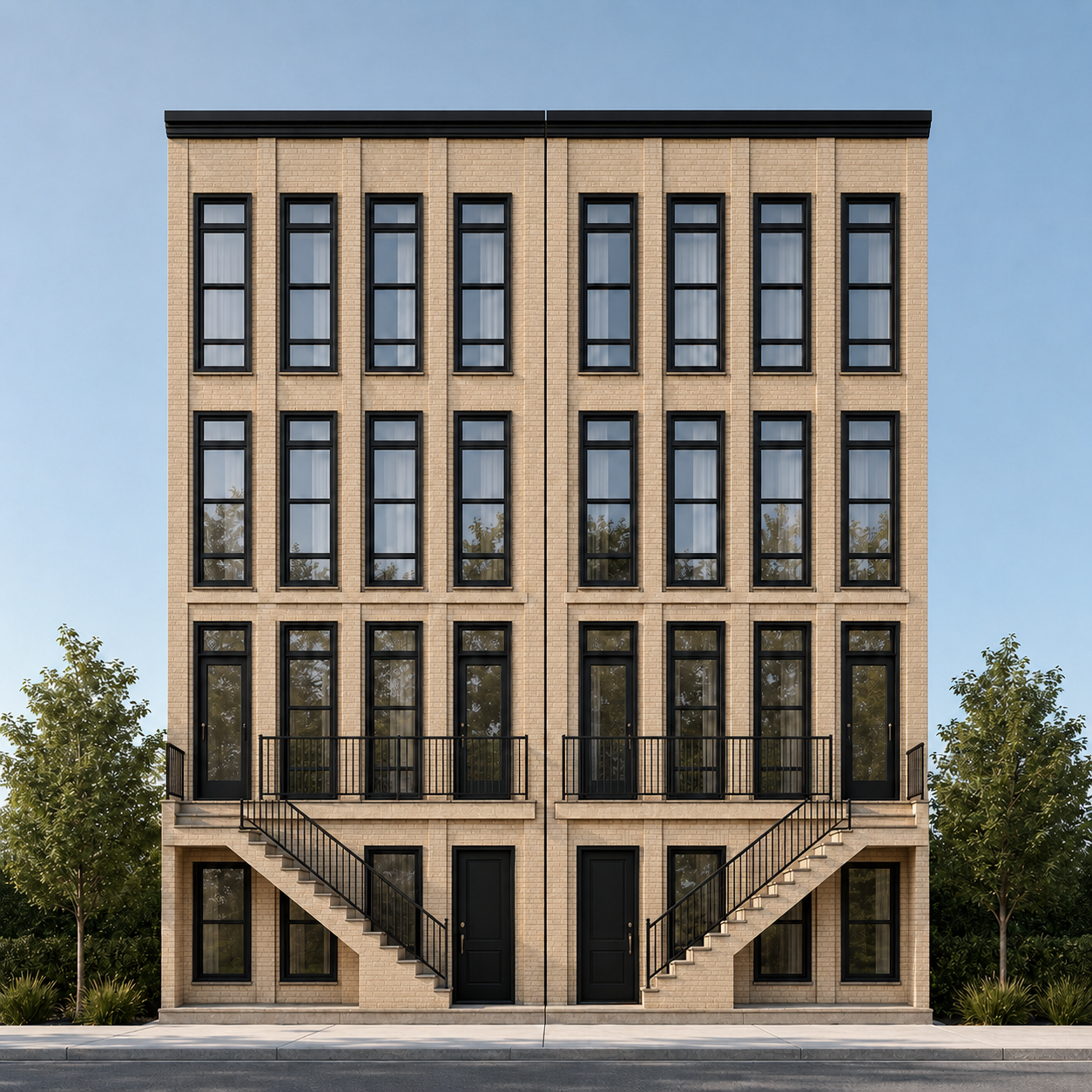 189 & 191 13th Street — beige brick facade rendering