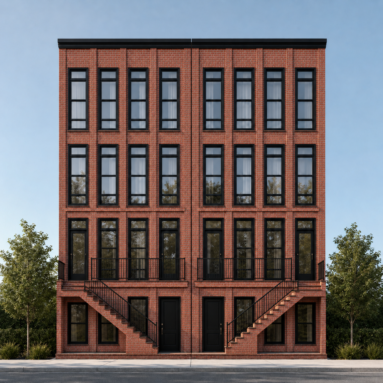 189 & 191 13th Street — red brick facade rendering