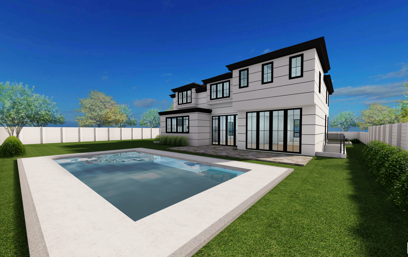 Jericho Residence — rear with pool