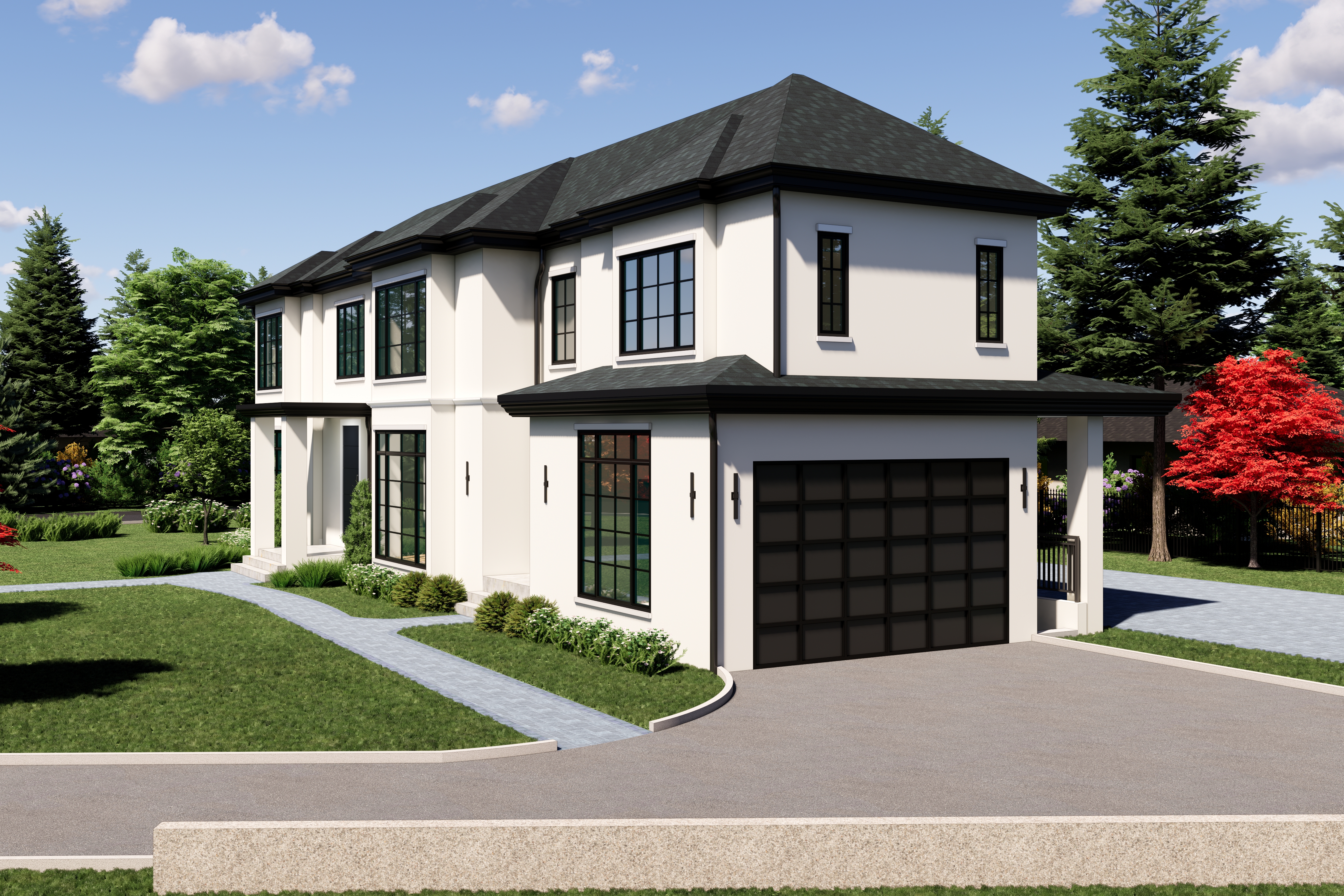Roslyn Residence — exterior right corner with garage
