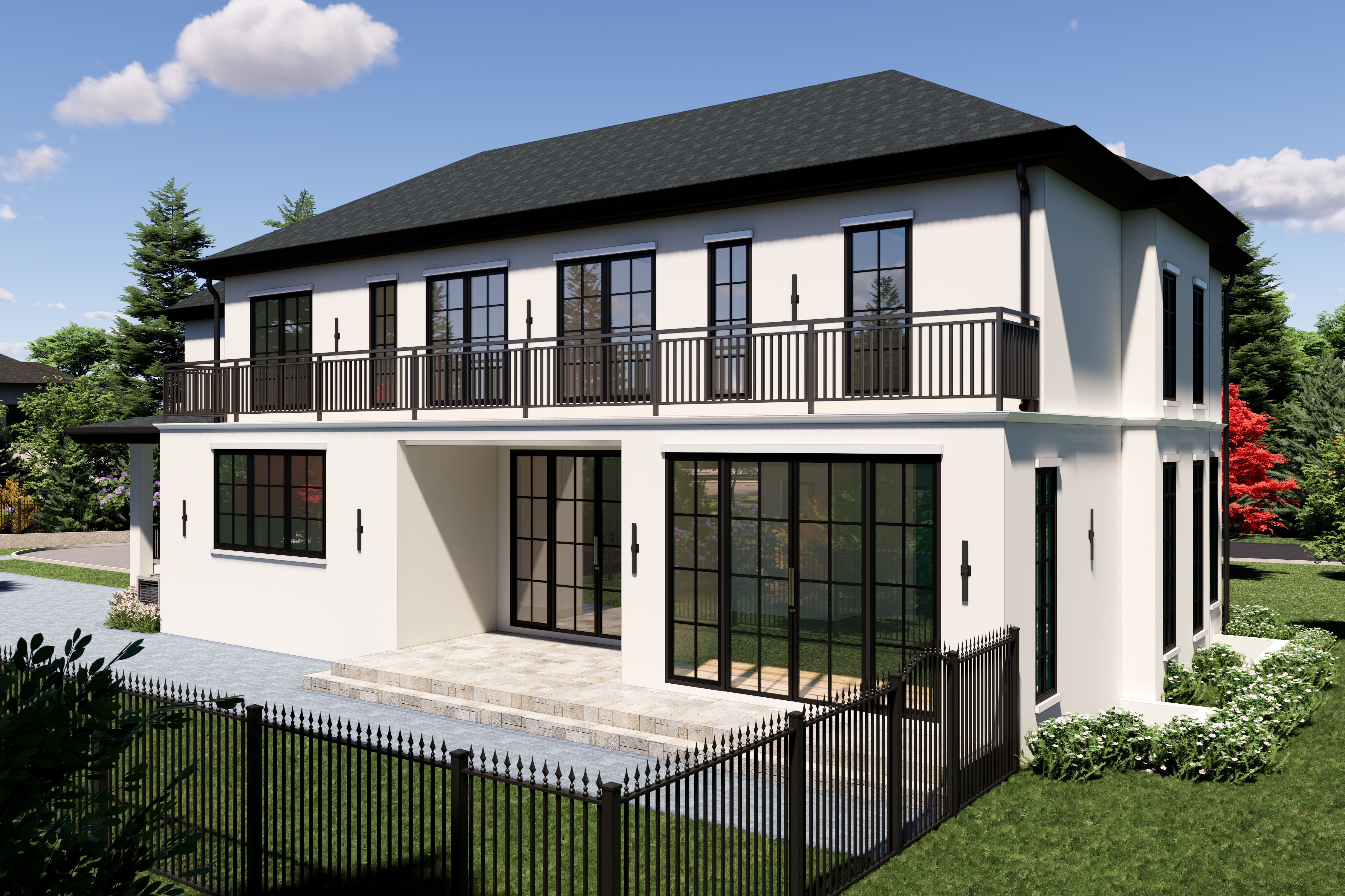 Roslyn Residence — rear three-quarter view